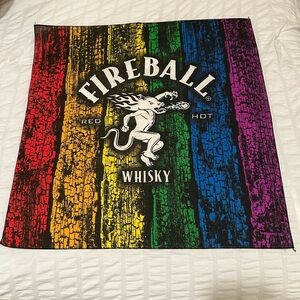 Fireball Wall Hanging Small Tapestry Colorful Red Hot Whisky 21" X 21"